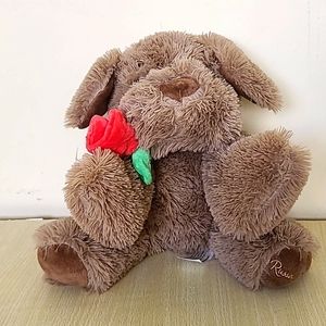 Russell Stover Plush Valentine 'Coco The Puppy'  With Rose Brown 10"
